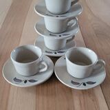 5 cups and saucers St Amand earthenware