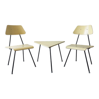 Set of 2 bedroom chairs and sidetabe by Rob Parry for Dico, The Netherlands 1950's