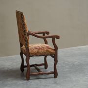 Sheep Bone Armchair in solid wood and 19th-century upholstery