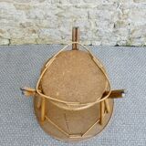 Rattan coffee table, tripod, with double top, 1960s