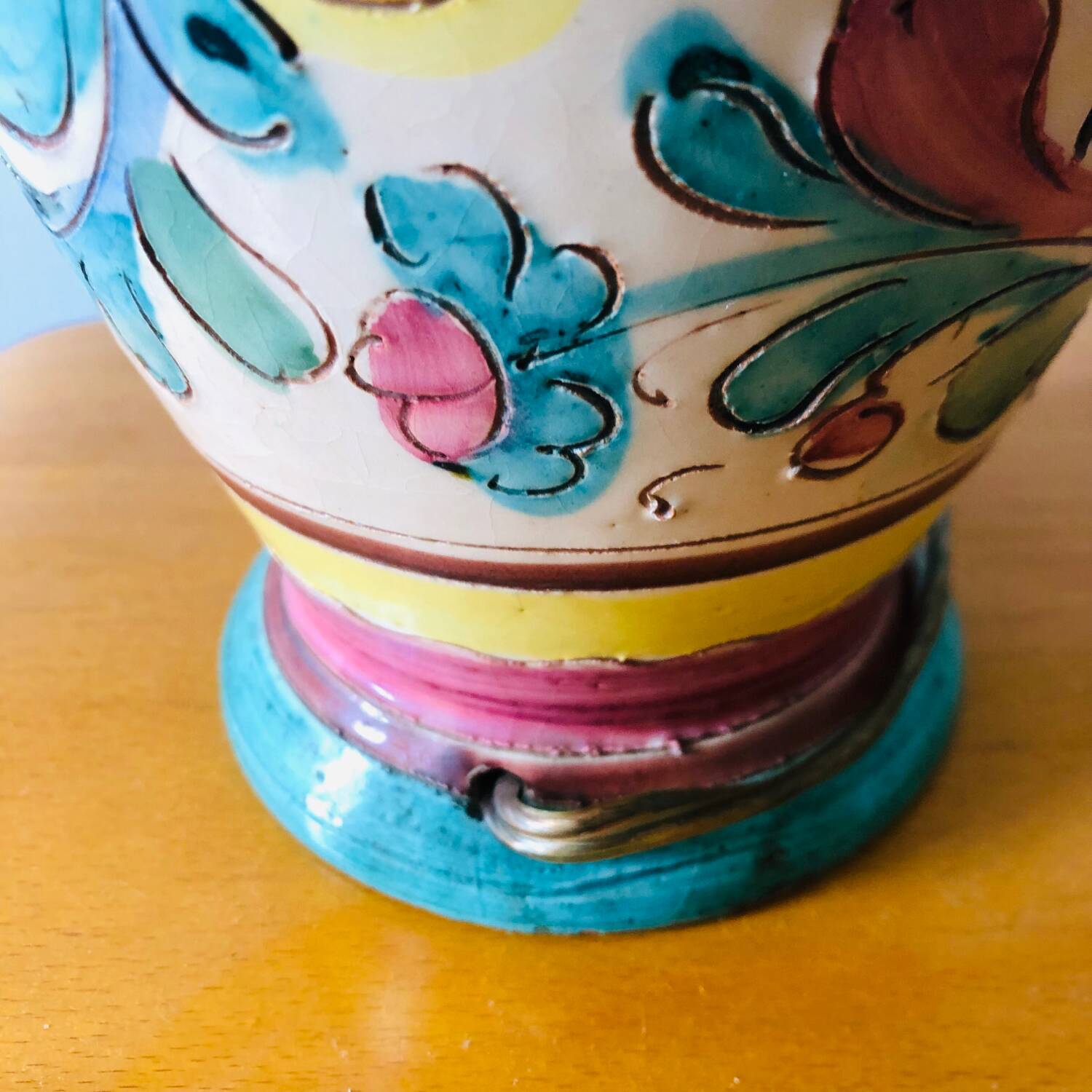 Majolica Italy ceramic lamp base