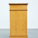 Antique wooden 1-door hallway/nightstand with a light marble top