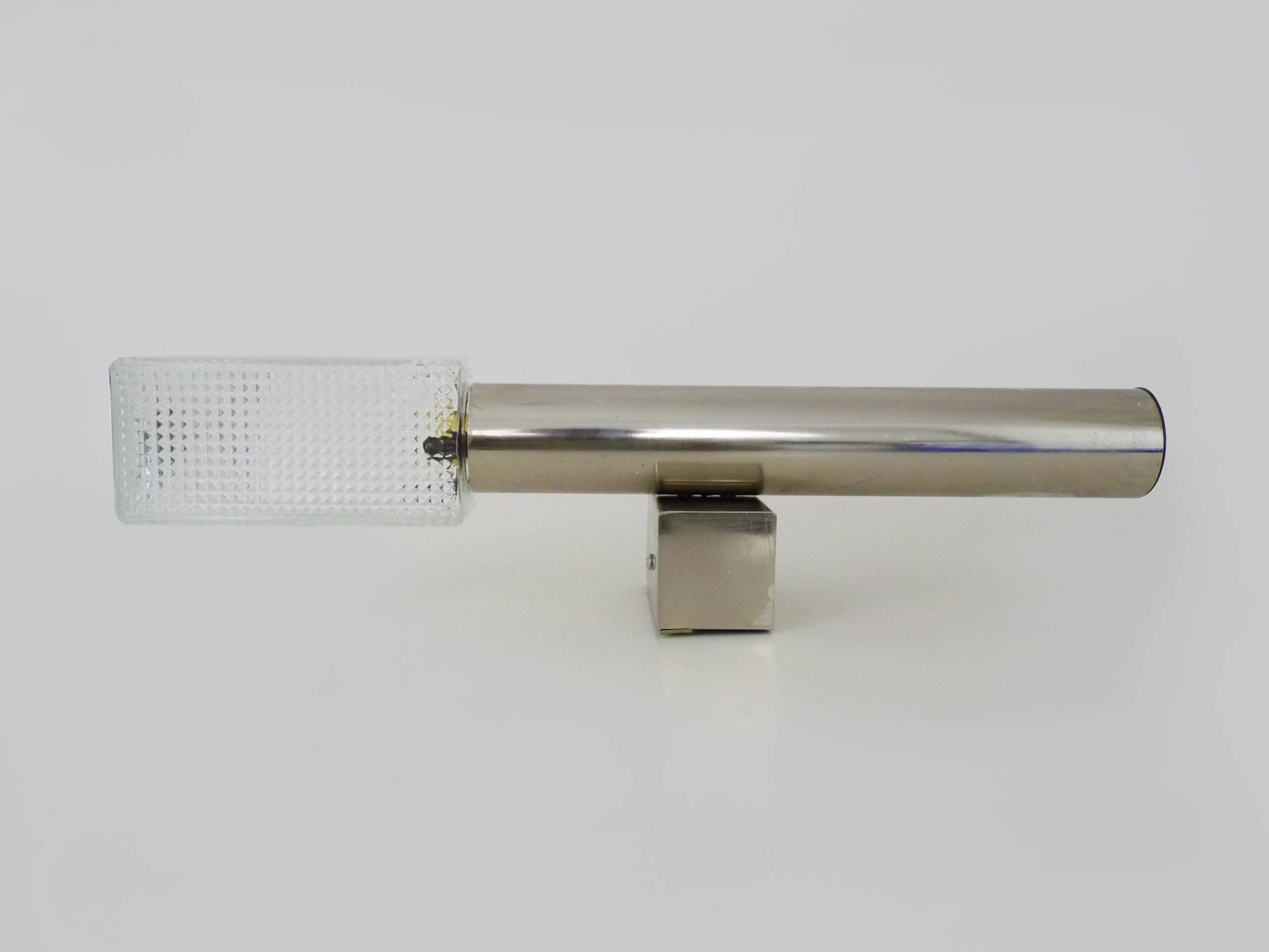 Large wall light in brushed metal. 70s