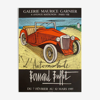 Affiche Galerie Maurice Garnier L'automobile par Bernard Buffet en 1985 - Petit Format - On linen