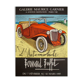 Affiche Galerie Maurice Garnier L'automobile par Bernard Buffet en 1985 - Petit Format - On linen