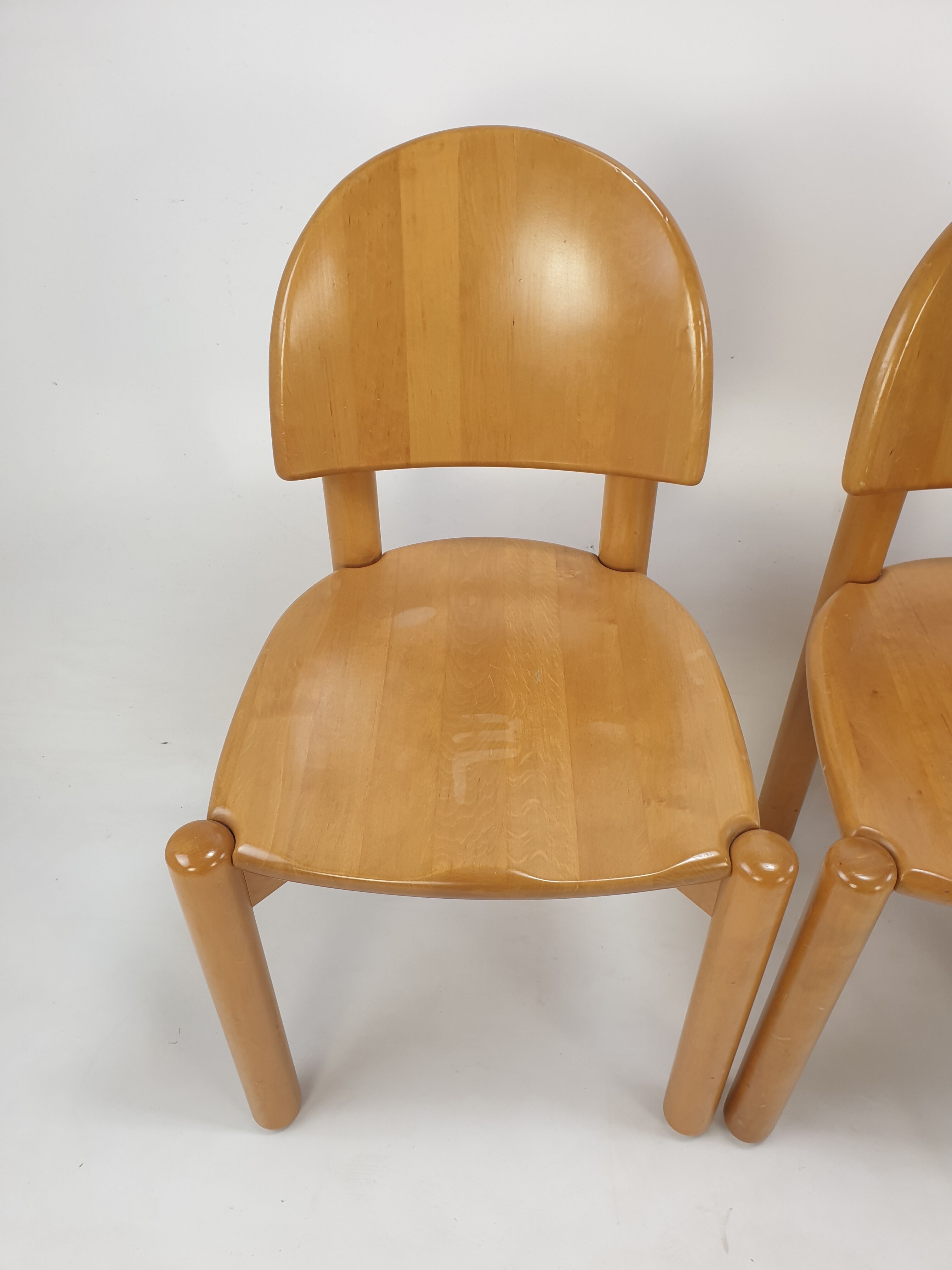 Set of 4 oak wood dining chairs, 1980s