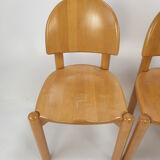 Set of 4 oak wood dining chairs, 1980s