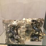 Pair of regular bookends representing dogs marble base