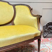 Banquette, natural wood canapé in louis xvi style, 19th century