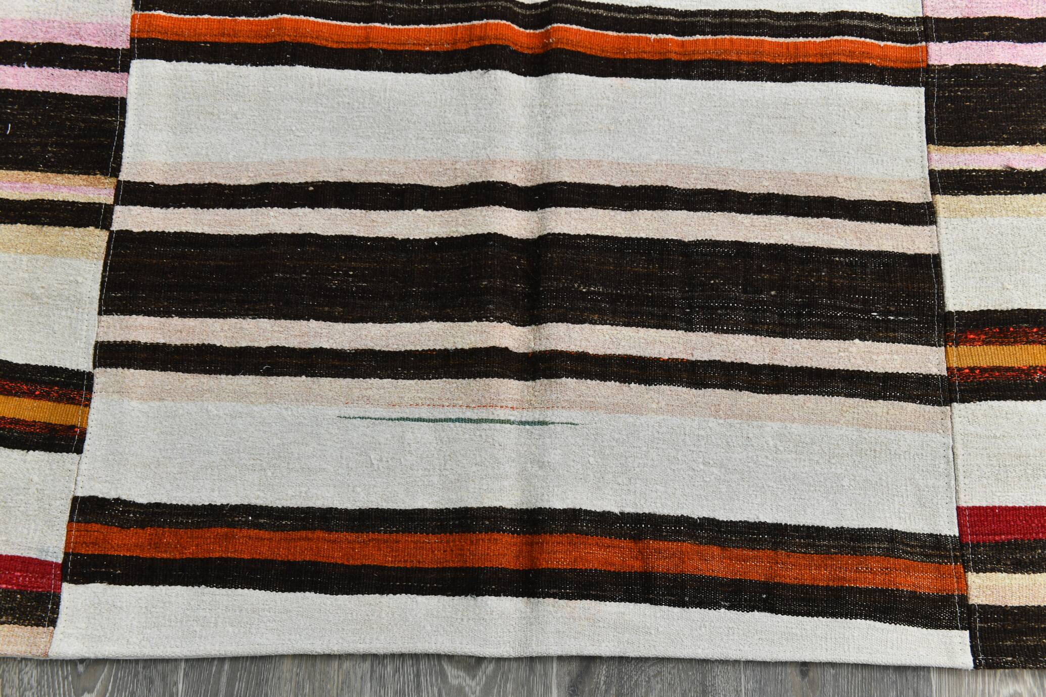 8x10 White & Black Modern Striped Kilim Rug, 243x318Cm