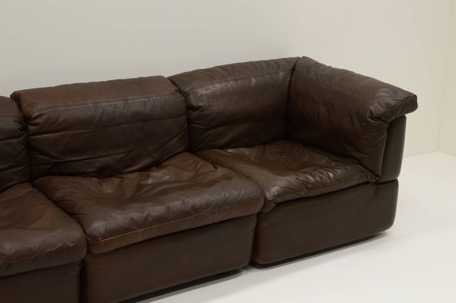 Large modular leather sofa by Rolf Benz, Germany 1970s.