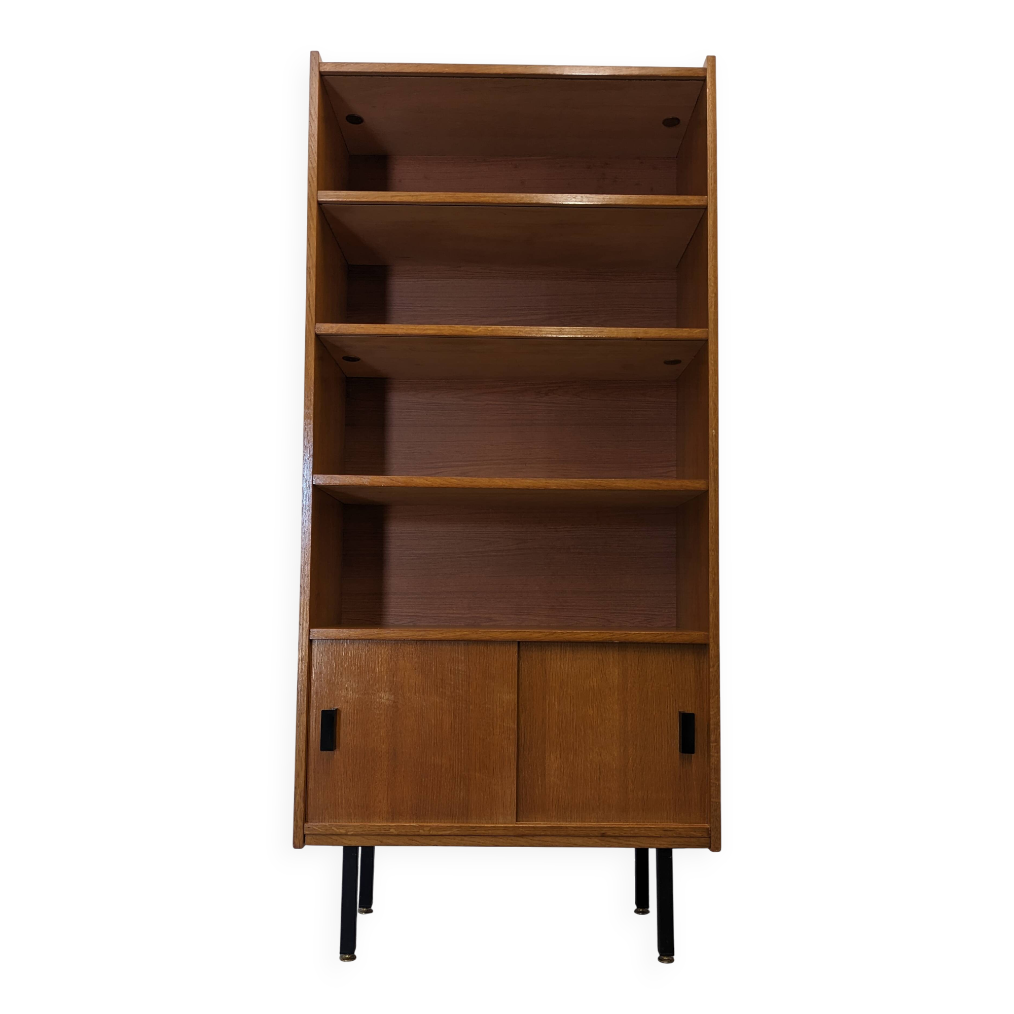 Modernist bookcase in blond oak, 1950s-1960s