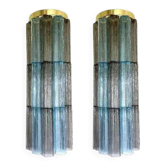 Appliques Tronchi en verre de Murano gris et bleu clair par Simoeng, ensemble de 2