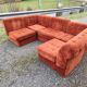 Banquette canapé velours modulable 5 blocs