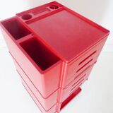 Vintage Italian Red Plastic Storage Trolley By Giovanni Pelis For Stile Neolt Italy