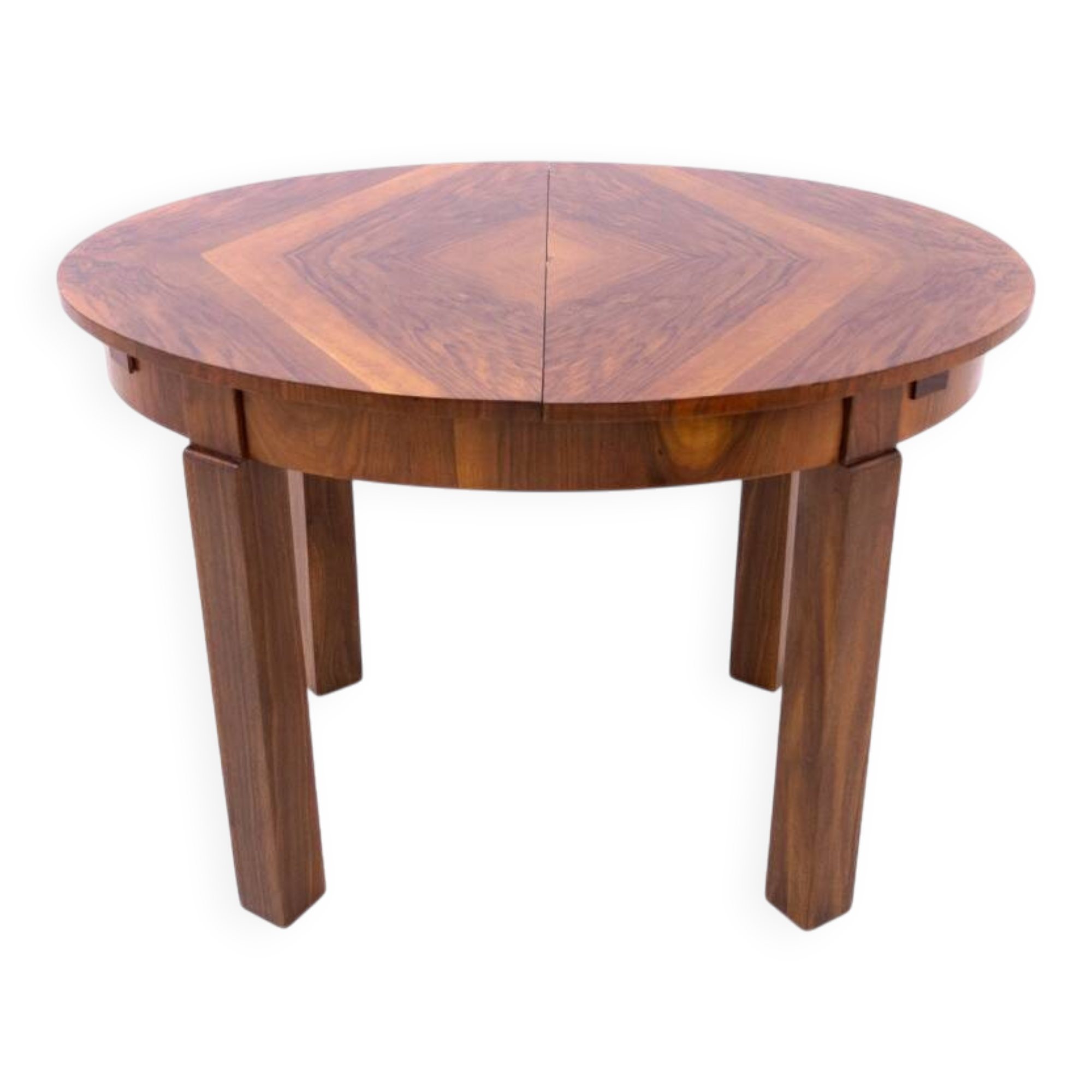 Oval Art Deco table from the 1940s, Poland. After renovation.