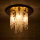 Ceiling lamp in brass and Murano glass 1970's