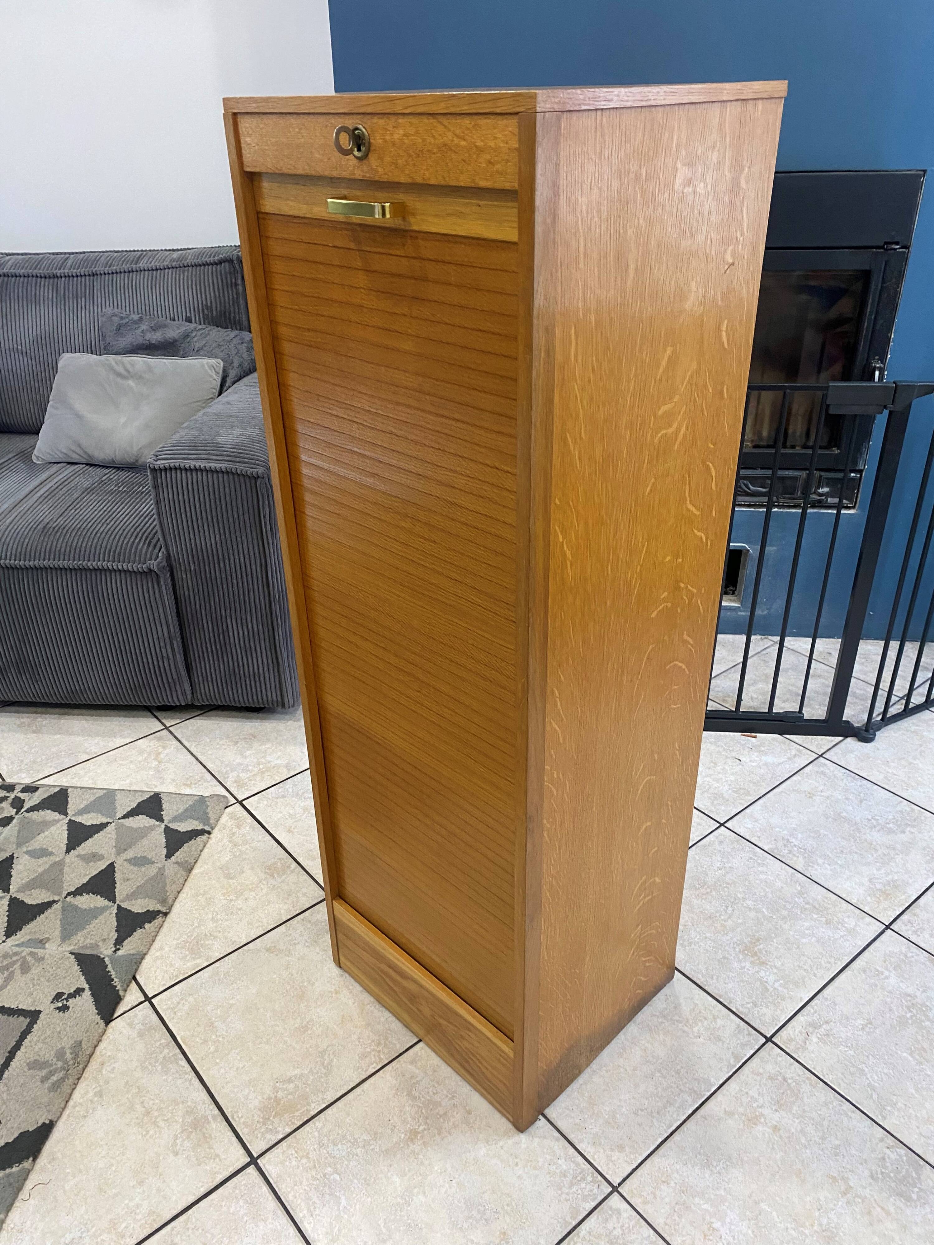 1960s office filing cabinet with curtains