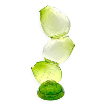 Vase Cactus Sculptural - Murano - Verre Bullicante - Vert vibrant