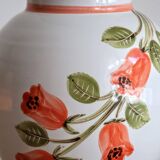 Vase à fleurs décor fleurs oranges numéroté