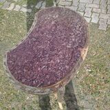 Transitional 1900s Style Patinated Pedestal Table with Dimensi Marble Top