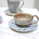 Series of 3 cups, a milk jar and 4 antique porcelain saucers