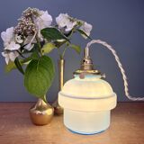 Vintage blue opaline globe pendant light
