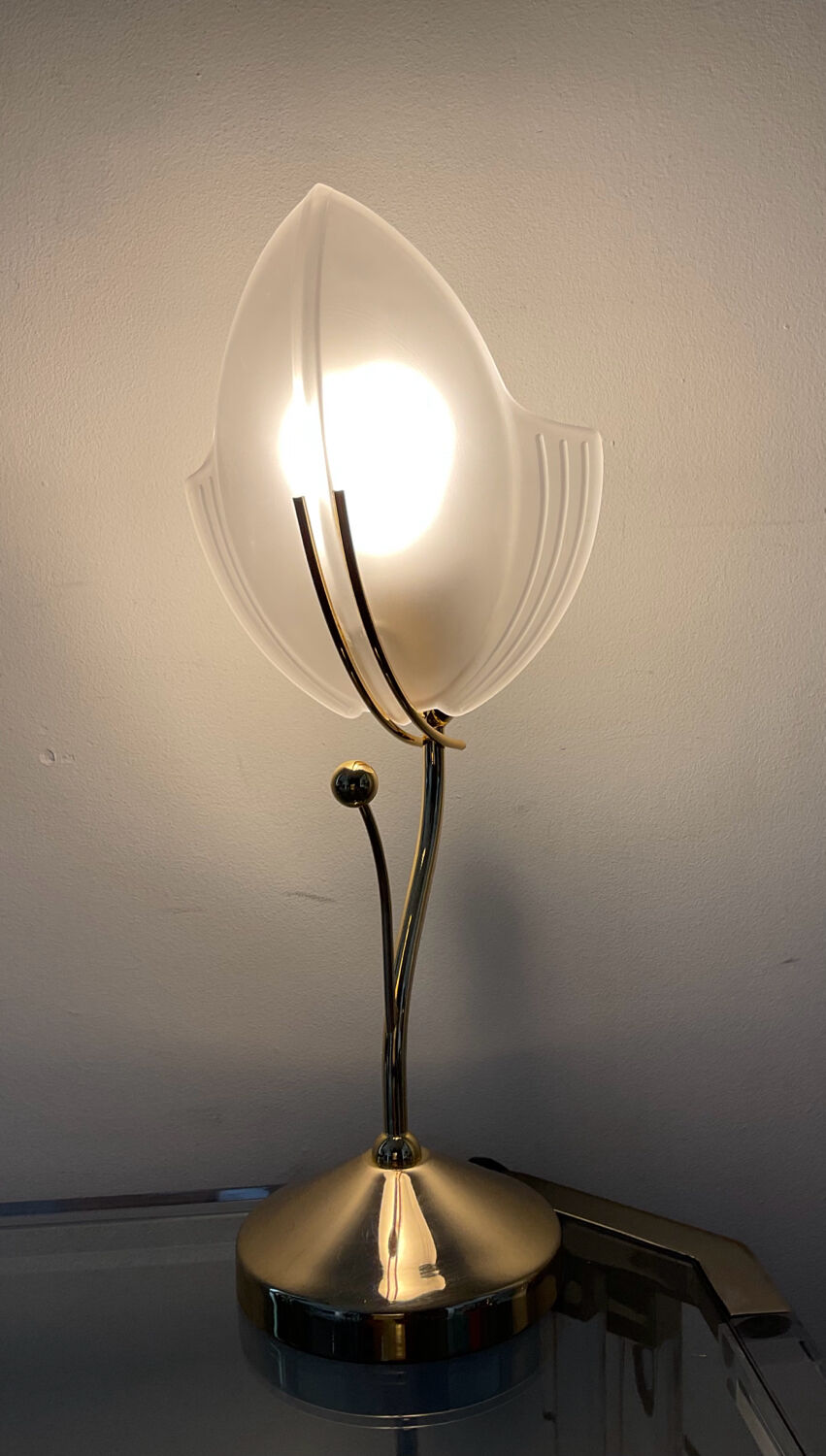 Vintage lamp in brass and frosted glass 70s-80s