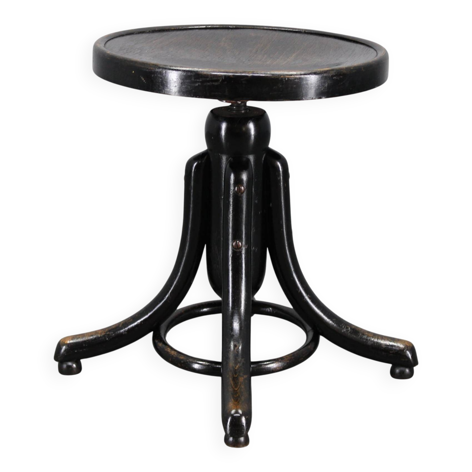 Tabouret de piano Thonet en bois courbé noir, Tchécoslovaquie, années 1930