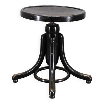 Adjustable Thonet bentwood piano stool, Czechoslovakia, 1930s black Art Deco