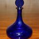 Carafe à Sherry et Verres en Verre Bleu Bristol Antique