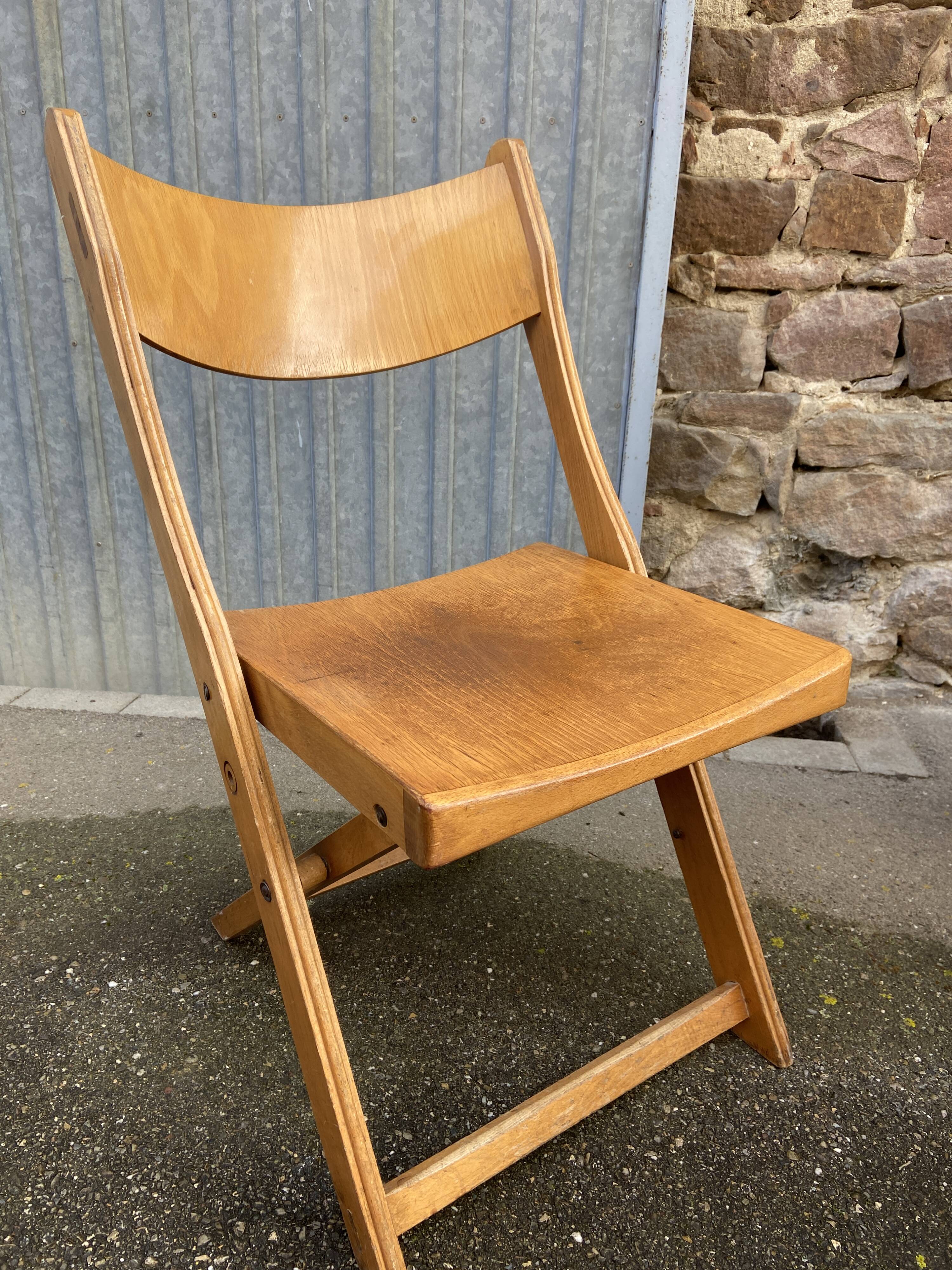 6 folding wooden bistro terrace cafe chairs 60's