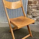 6 folding wooden bistro terrace cafe chairs 60's