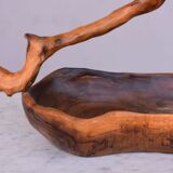 Fruit basket in olive tree sculpture Brutaliste