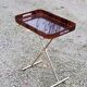 Gold metal side table with tortoiseshell lucite top from the 70s