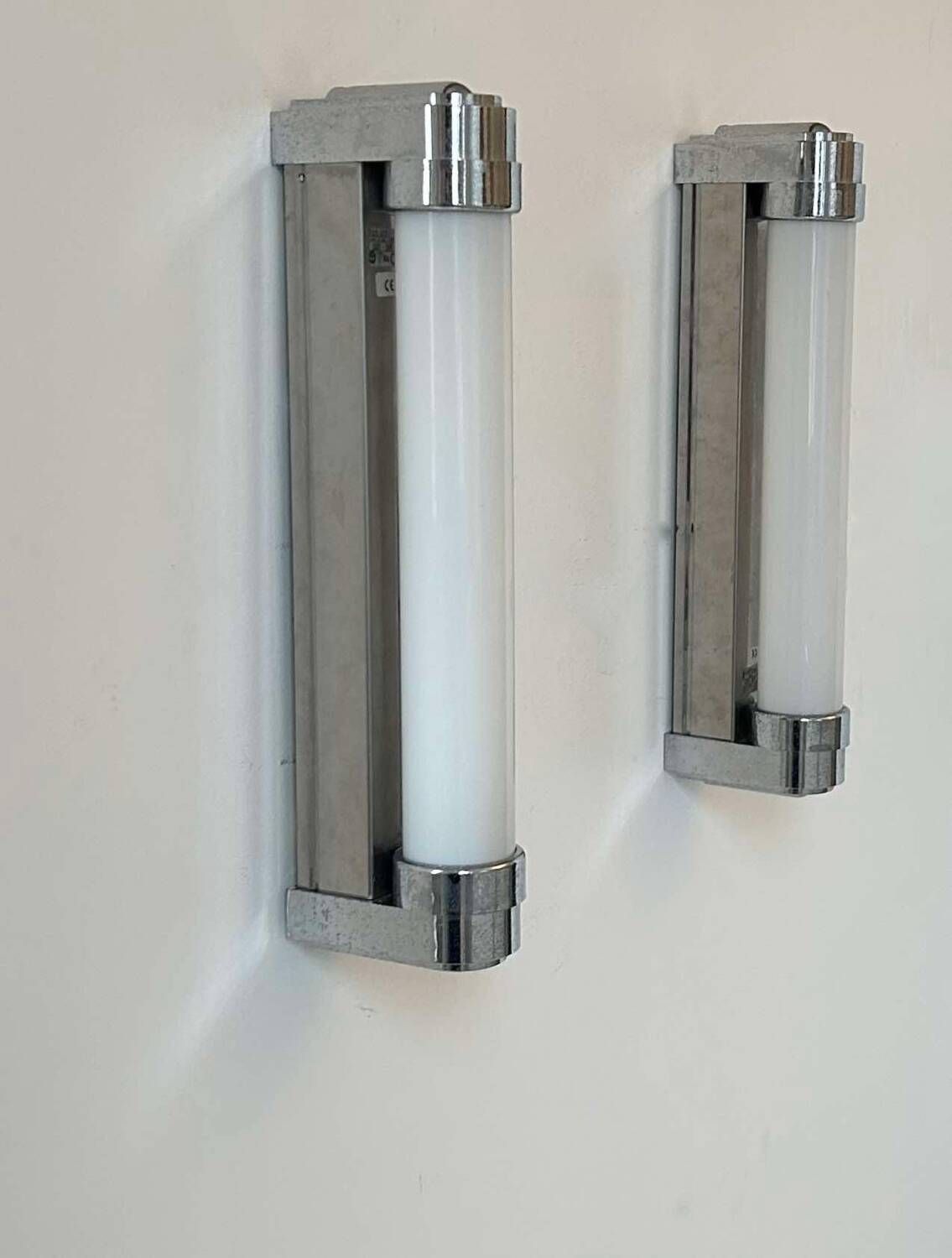 Pair of vintage wall lights, chromed metal, Italy 1970