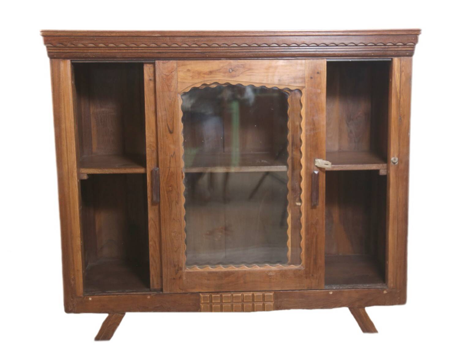 Antique glass-fronted buffet in Burmese teak
