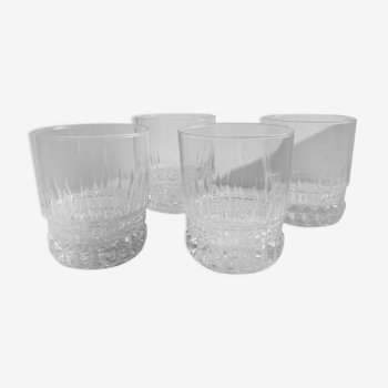 Set of 4 vintage glass whiskey glasses