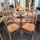 4 wooden and straw chairs – rustic chic style