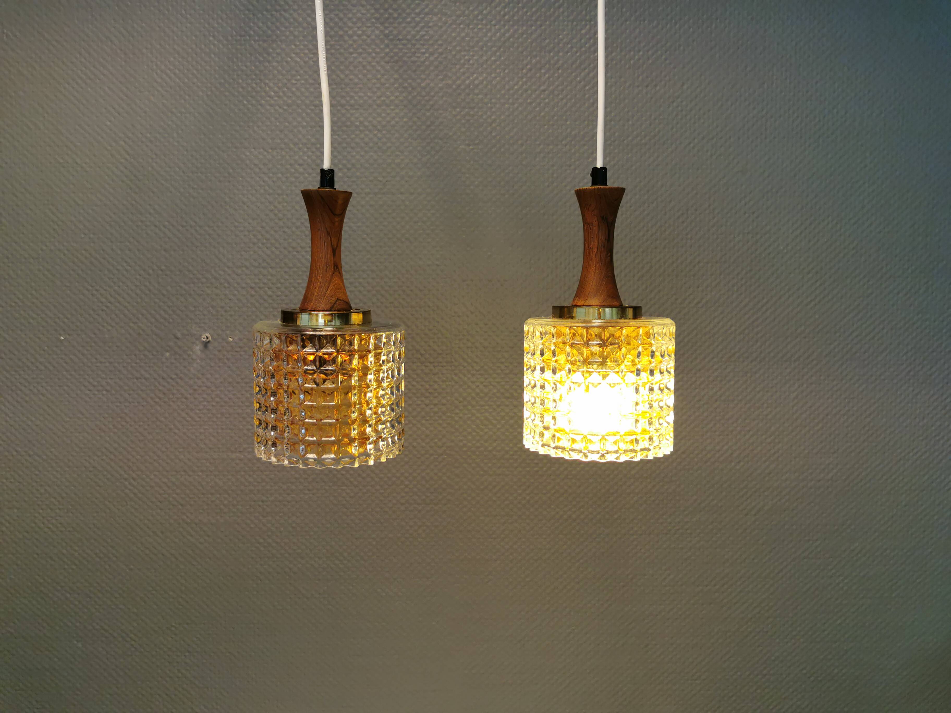 Hanging lamps from Swedish Orrefors 1970s in crystal glass