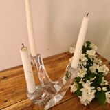 Daum 3-branched crystal candle holder