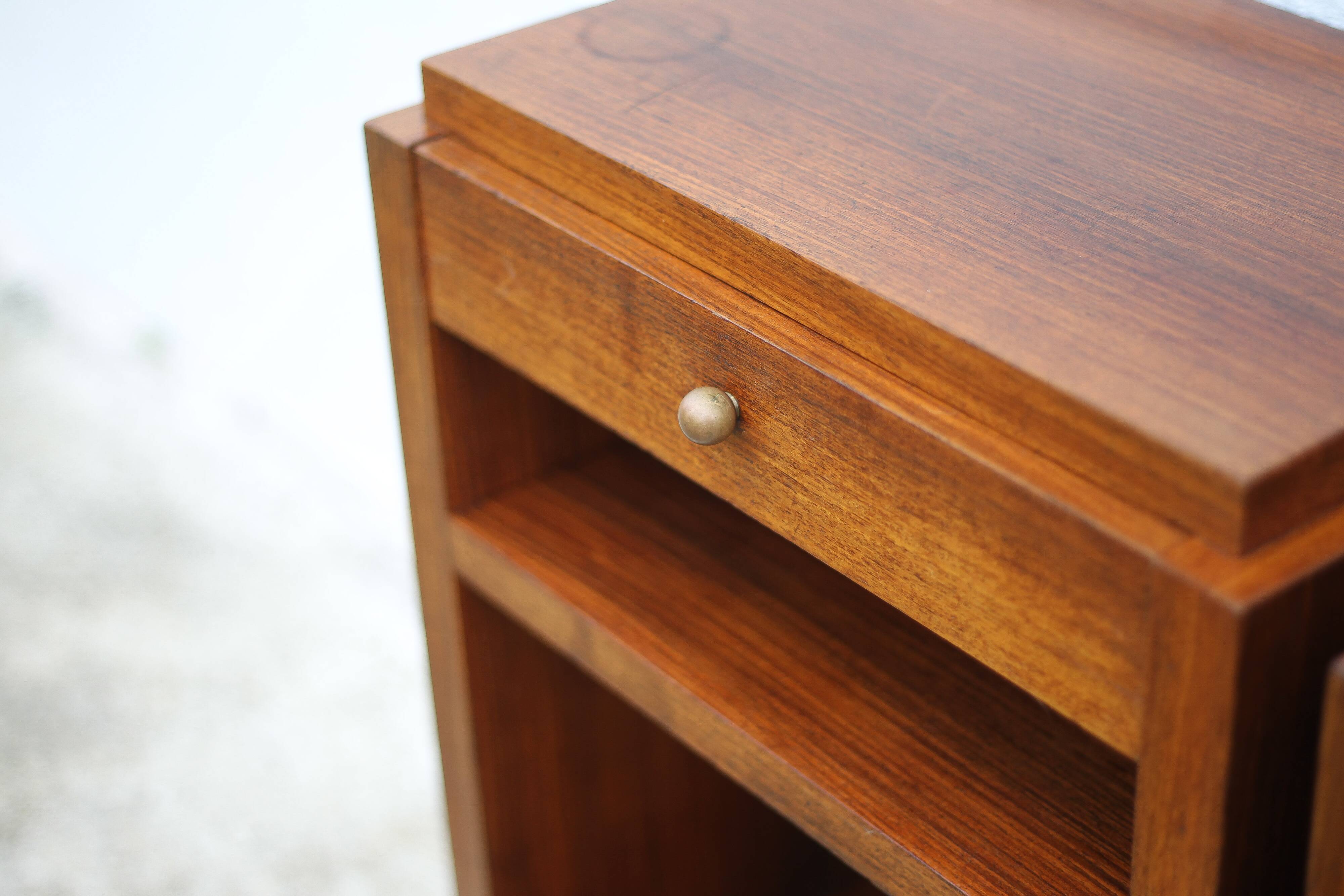 Pair of art deco nightstands, art deco wooden bedside tables, can end
