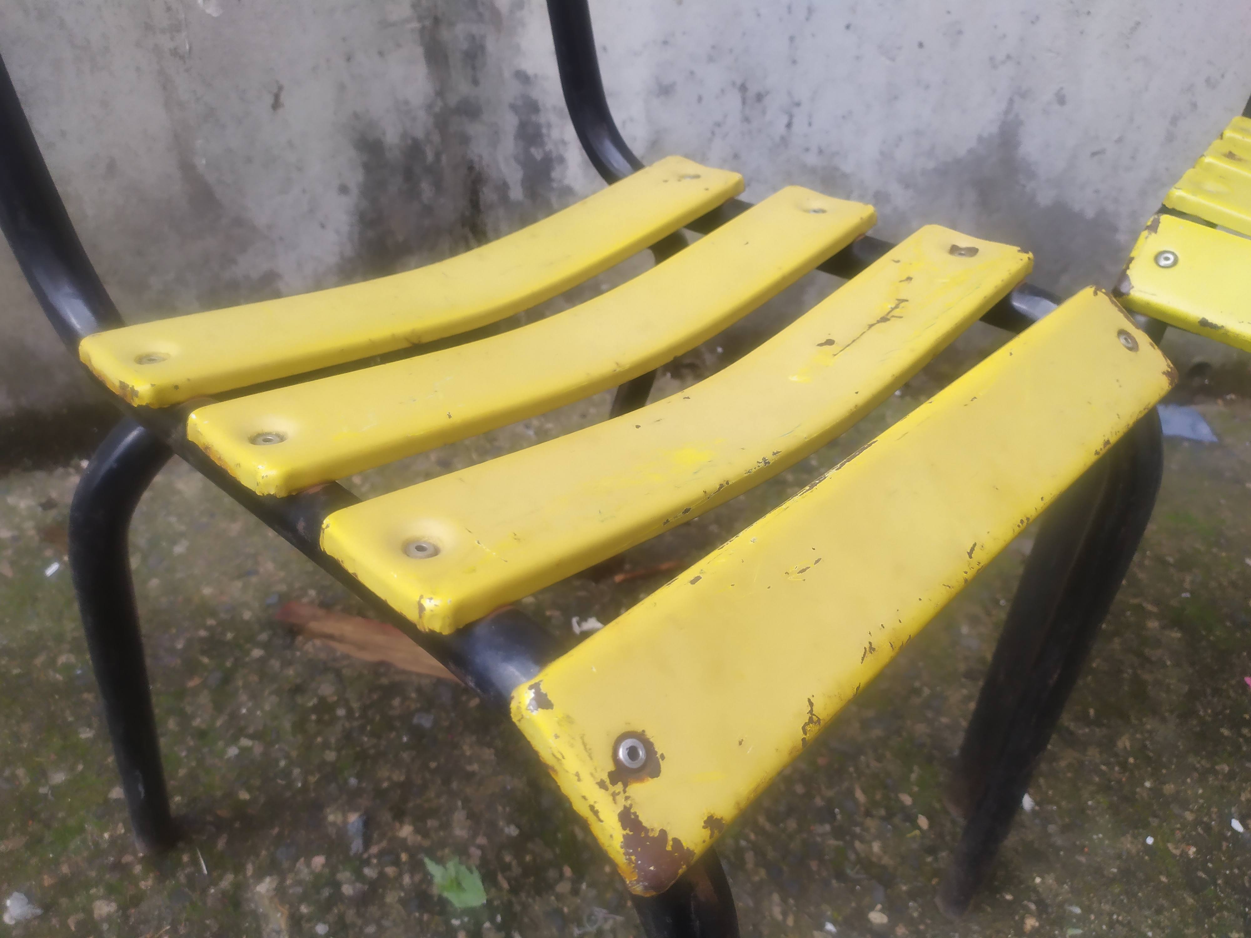 18 yellow metal bistro chairs