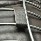 Set of 4 chrome metal and leather chairs