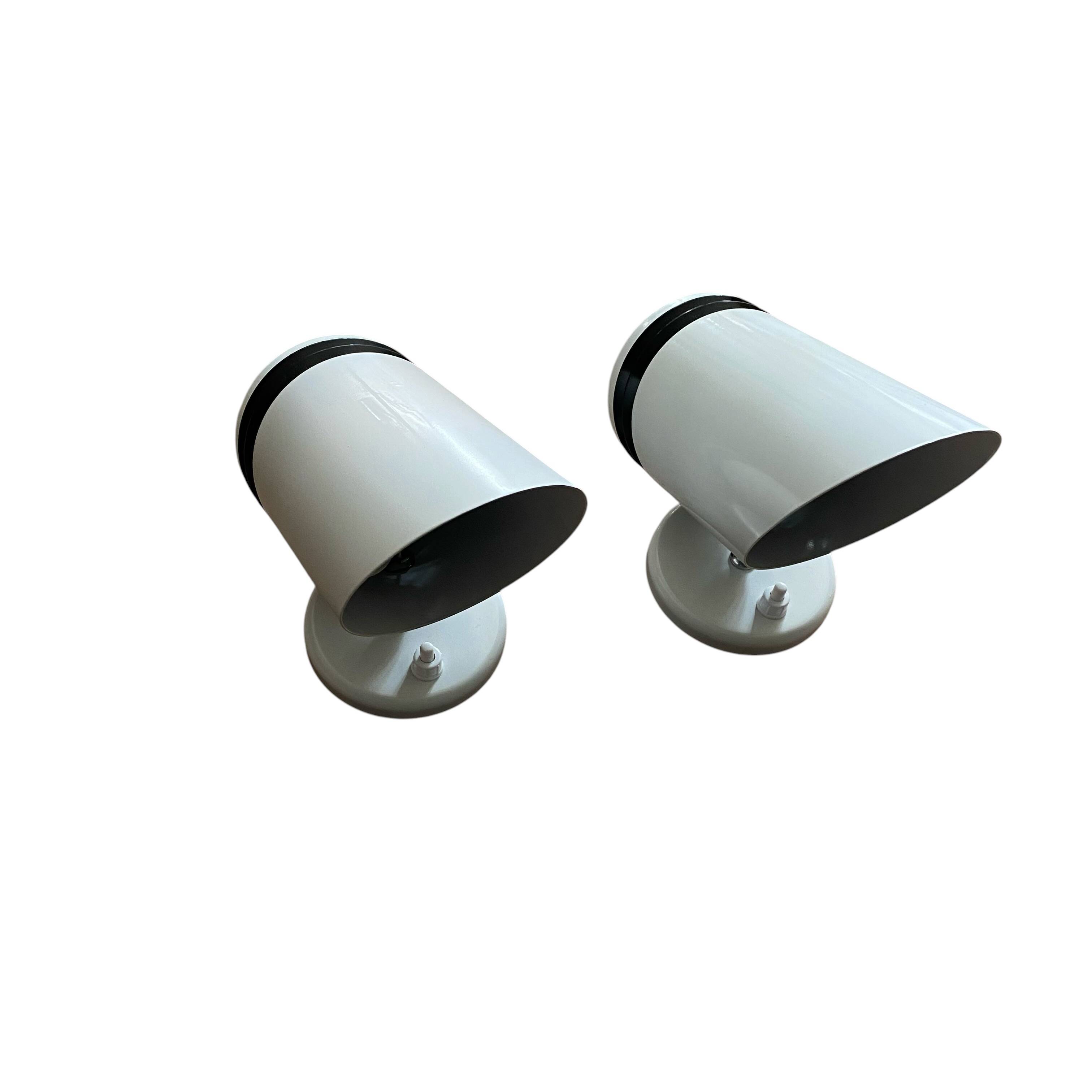 Pair of white metal wall spotlights
