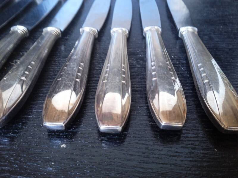 12 + 12 silver metal knives art deco period