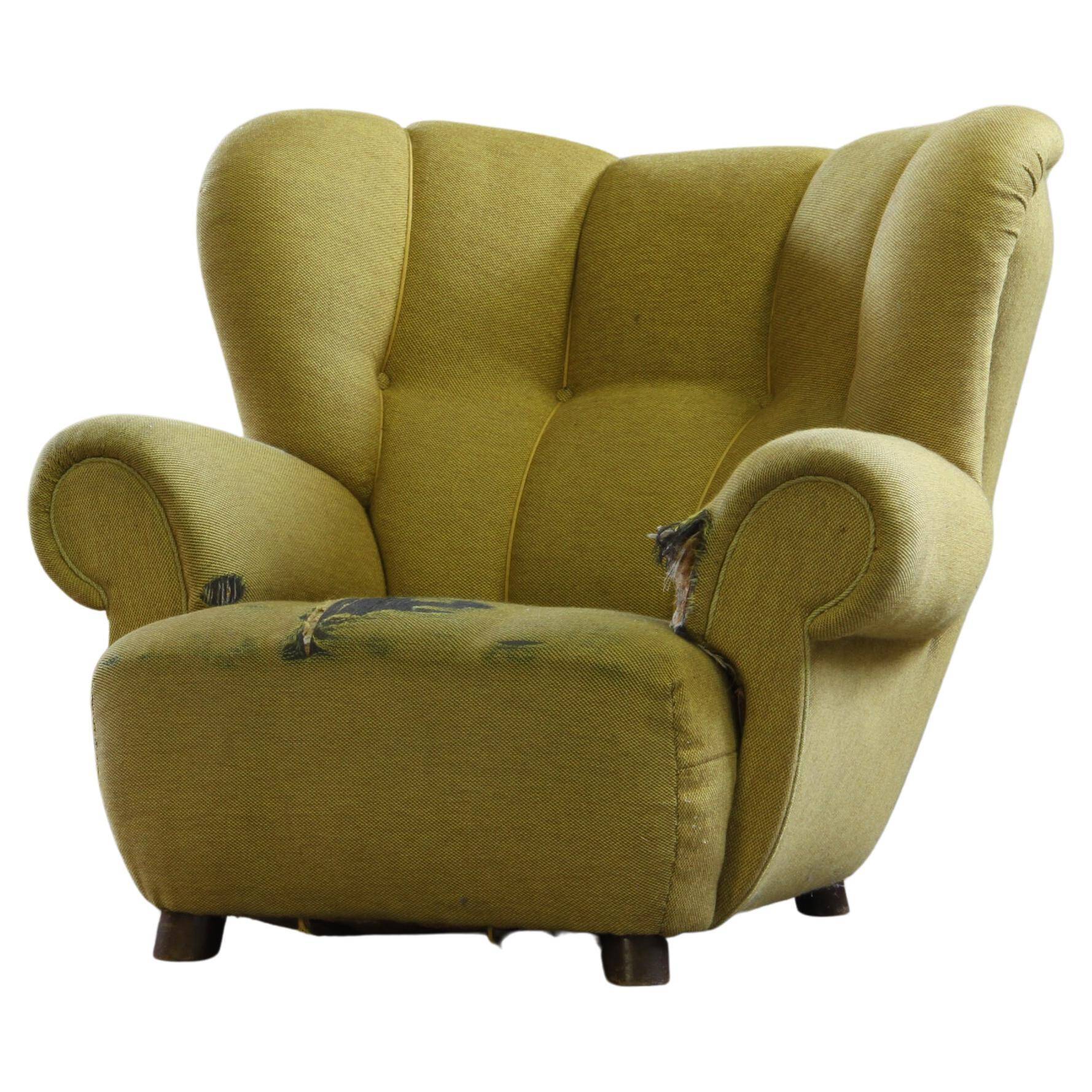 Vintage iconic large upholstered lounge / easy chair from Denmark 1930s