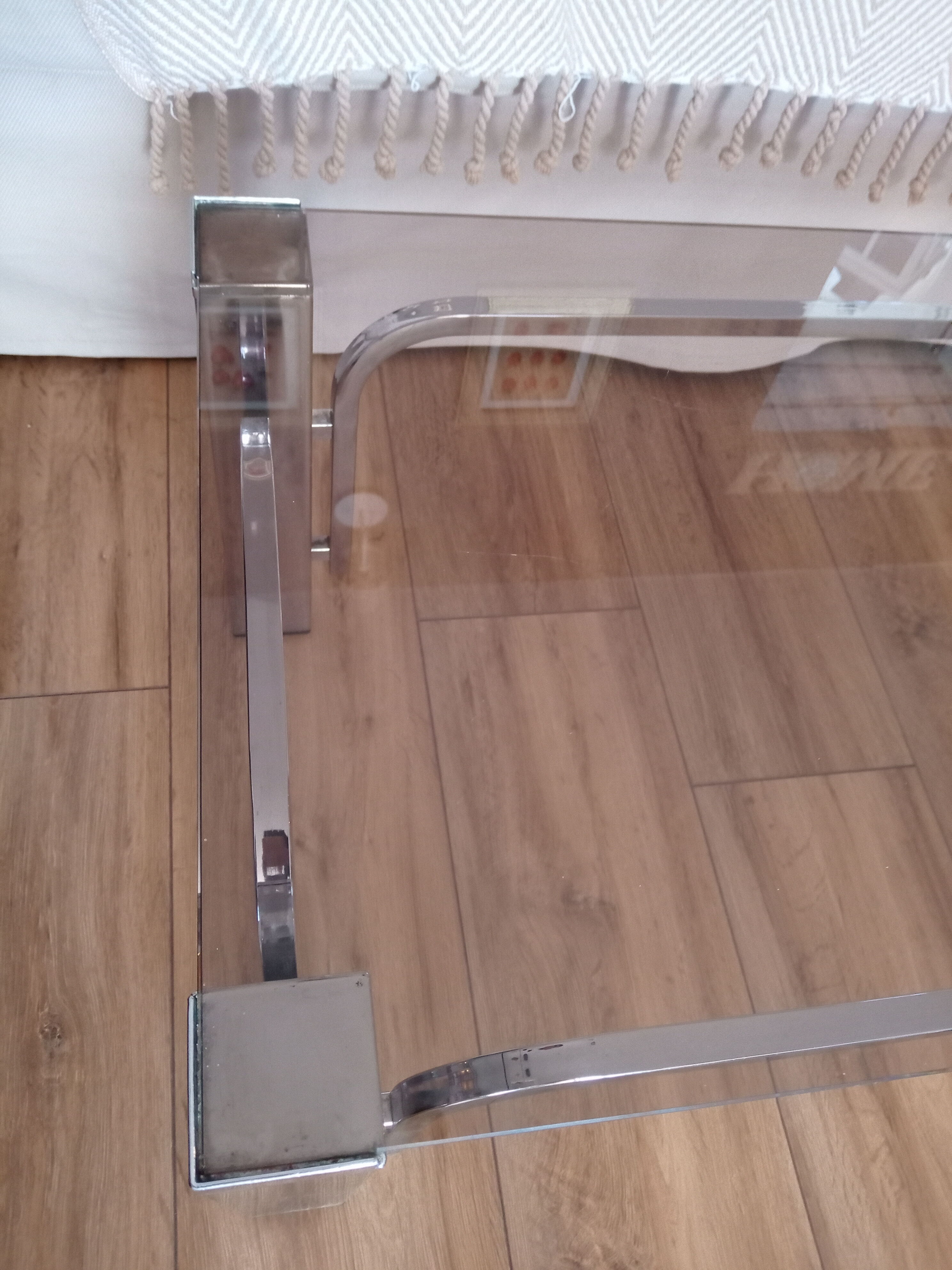 Vintage 70s lounge coffee table chrome-plated base and smoky glass tray