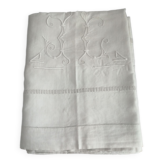 Old sheet embroidered and openwork