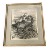Tableau dessin fusain Pascal Maixent XXème